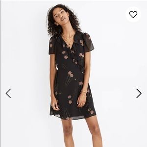 Georgette Ruffle-Wrap Mini Dress in Aster Portrait